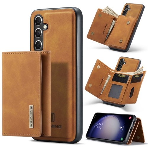 

For Samsung Galaxy S23 FE 5G DG.MING M1 Series 3-Fold Multi Card Wallet + Magnetic Phone Case(Brown)