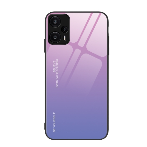 

For Xiaomi Redmi Note 12 Turbo Gradient Color Glass Phone Case(Pink Purple)