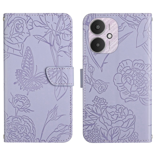 

For Xiaomi Redmi 13C 5G Skin Feel Butterfly Embossed Flip Leather Phone Case(Purple)