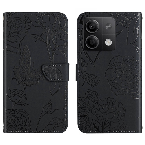 

For Xiaomi Redmi Note 13 Pro 4G Global Skin Feel Butterfly Embossed Flip Leather Phone Case(Black)