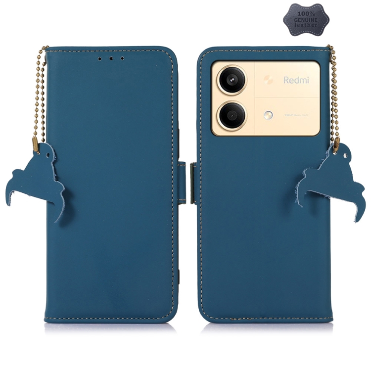 For Xiaomi Redmi Note 13R Pro Genuine Leather Magnetic RFID Leather Phone Case(Blue)
For Xiaomi Redmi Note 13R Pro Genuine Leather Magnetic RFID Leather Phone Case(Blue)