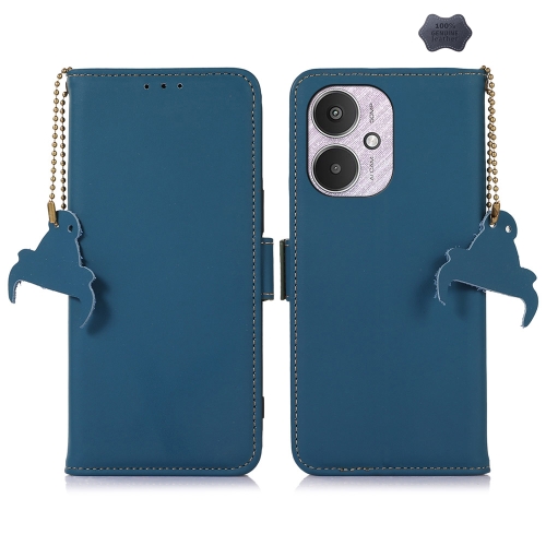 

For Xiaomi Redmi 13C 4G / 13C 5G / POCO C65 Genuine Leather Magnetic RFID Leather Phone Case(Blue)