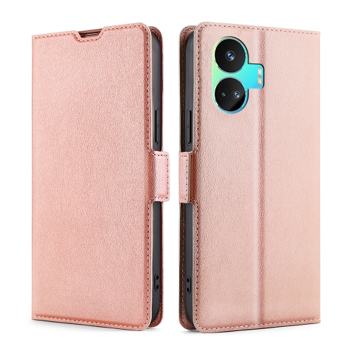 

For Realme GT Neo5 SE Ultra-thin Voltage Side Buckle Horizontal Flip Leather Phone Case(Rose Gold)