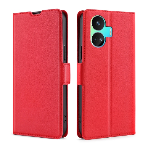 

For Realme GT Neo5 SE Ultra-thin Voltage Side Buckle Horizontal Flip Leather Phone Case(Red)