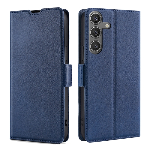 

For Samsung Galaxy S24 5G Ultra-thin Voltage Side Buckle Horizontal Flip Leather Phone Case(Blue)