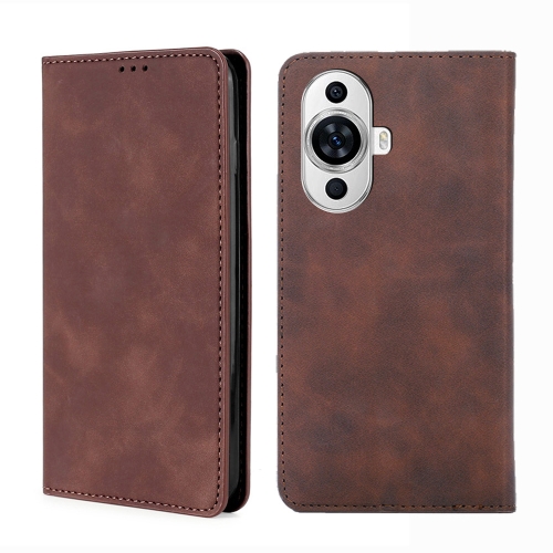 

For Huawei nova 11 4G Skin Feel Magnetic Leather Phone Case(Dark Brown)
