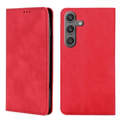 

For Samsung Galaxy S24 5G Skin Feel Magnetic Leather Phone Case(Red)