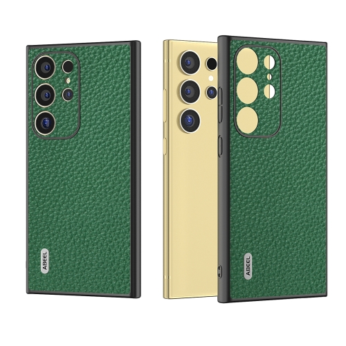 

For Samsung Galaxy S24 Ultra 5G ABEEL Genuine Leather Litchi Texture Phone Case(Green)