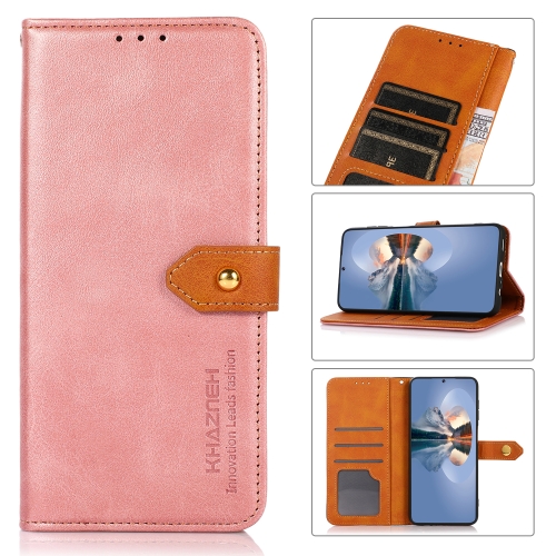 

For Xiaomi Redmi Note 13 Pro 4G / POCO M6 Pro KHAZNEH Cowhide Texture Flip Leather Phone Case(Rose Gold)