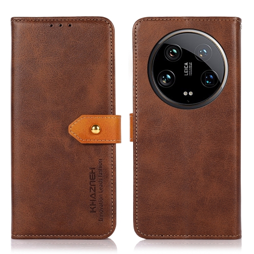 

For Xiaomi 14 Ultra KHAZNEH Cowhide Texture Flip Leather Phone Case(Brown)