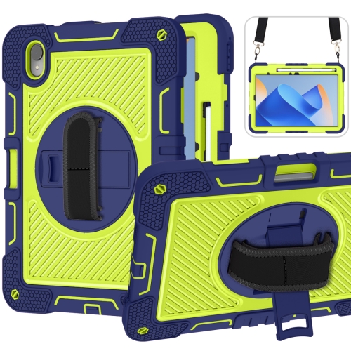 

For Huawei MatePad 11 2023 360 Degree Rotation PC Contrast Silicone Tablet Case(Navy Blue + Yellow Green)