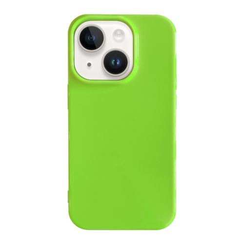 

For iPhone 15 Plus Shockproof Solid Color TPU Phone Case(Fluorescent Green)