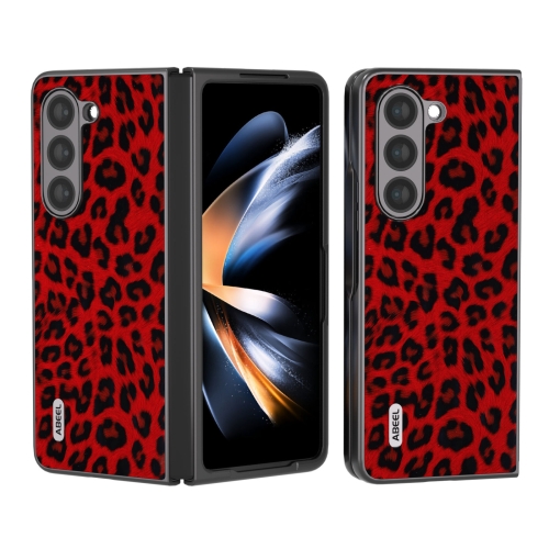 

For Samsung Galaxy Z Fold5 ABEEL Black Edge Leopard Phone Case(Red)
