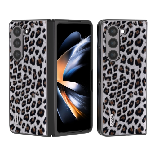 

For Samsung Galaxy Z Fold5 ABEEL Black Edge Leopard Phone Case(Silver)