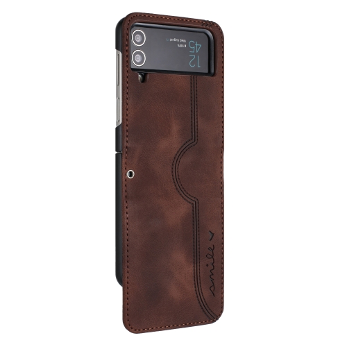 

For Samsung Galaxy Z Flip4 5G Heart Pattern Skin Feel Leather Phone Case(Brown)