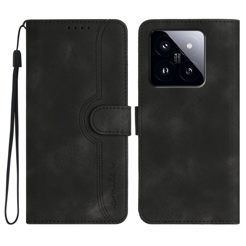 

For Xiaomi 14 Pro Heart Pattern Skin Feel Leather Phone Case(Black)
