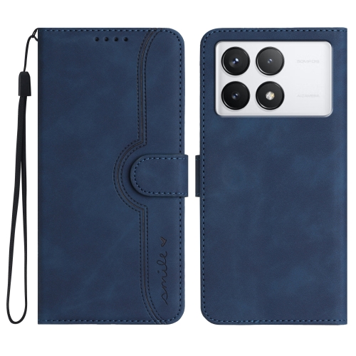 

For Xiaomi Redmi K70 Heart Pattern Skin Feel Leather Phone Case(Royal Blue)