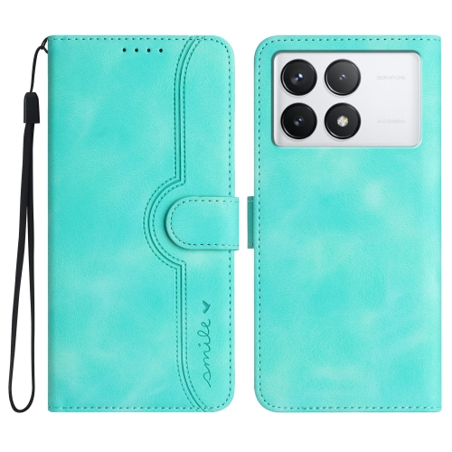 

For Xiaomi Redmi K70E Heart Pattern Skin Feel Leather Phone Case(Light Blue)