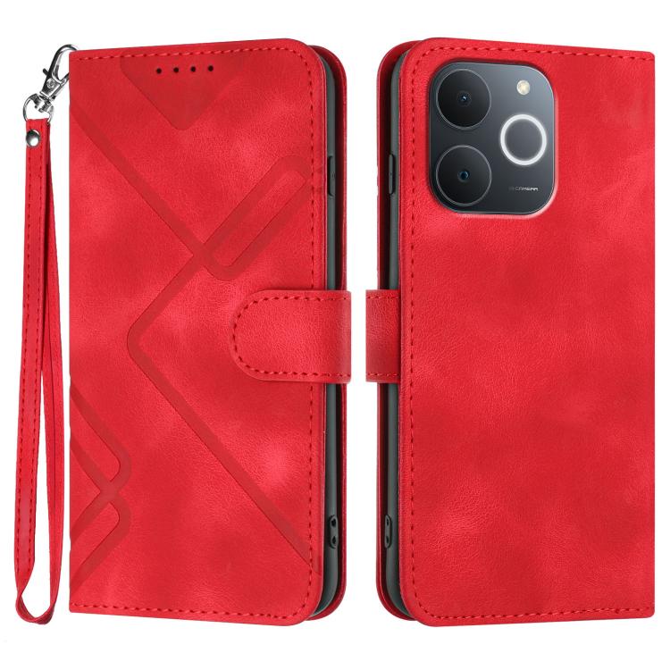 For Realme C71 India Line Pattern Skin Feel Leather Phone Case(Red)
For Realme C71 India Line Pattern Skin Feel Leather Phone Case(Red)