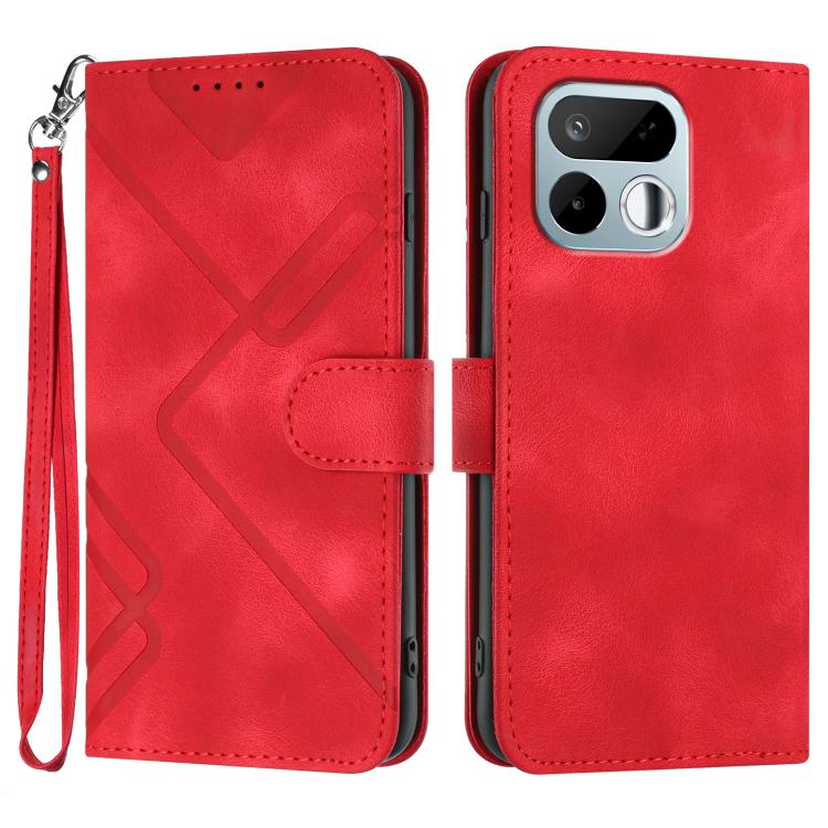 For Realme 16T 5G Line Pattern Skin Feel Leather Phone Case(Red)
For Realme 16T 5G Line Pattern Skin Feel Leather Phone Case(Red)