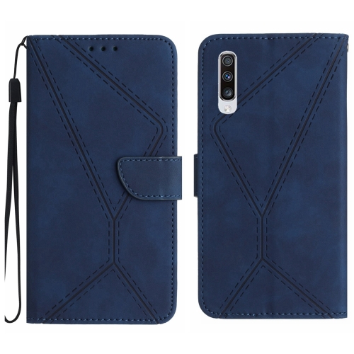 

For Samsung Galaxy A70 / A70s Stitching Embossed Leather Phone Case(Blue)