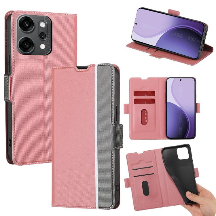 For OPPO Reno14 Pro 5G Twill Texture Side Button Leather Phone Case(Pink)