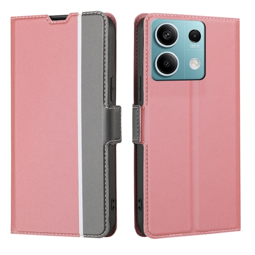 

For Xiaomi Redmi Note 13 4G Twill Texture Side Button Leather Phone Case(Pink)