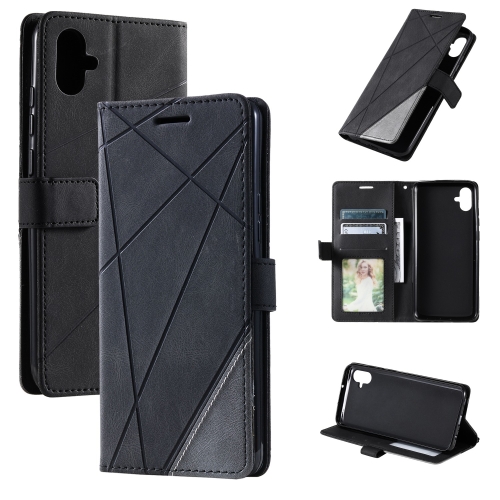 

For Samsung Galaxy A04e /F04 Skin Feel Splicing Horizontal Flip Leather Phone Case(Black)