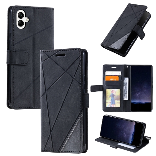

For Samsung Galaxy A05 Skin Feel Splicing Horizontal Flip Leather Phone Case(Black)