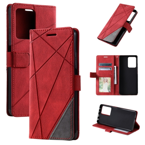 

For Redmi Note 12 Pro 5G Global Skin Feel Splicing Leather Phone Case(Red)