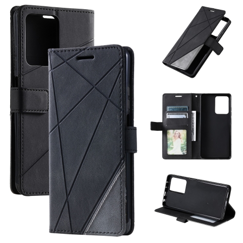 

For Redmi Note 12 Pro 5G Global Skin Feel Splicing Leather Phone Case(Black)