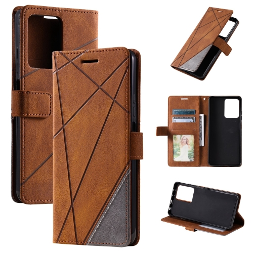 

For Redmi Note 12 Pro 5G Global Skin Feel Splicing Leather Phone Case(Brown)