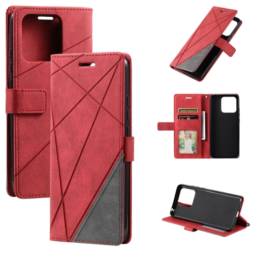 

For Xiaomi 13 Pro Skin Feel Splicing Leather Phone Case(Red)