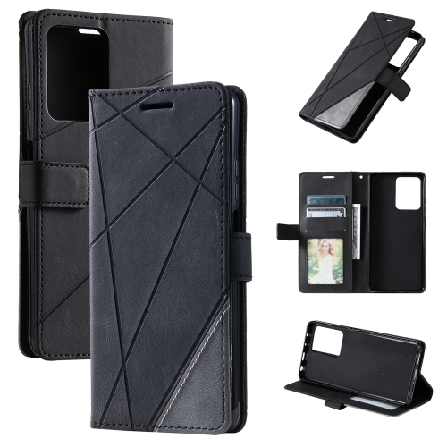 

For Redmi Note 12 4G Global Skin Feel Splicing Leather Phone Case(Black)