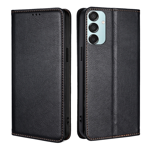 

For Samsung Galaxy M15 5G Gloss Oil Solid Color Magnetic Leather Phone Case(Black)