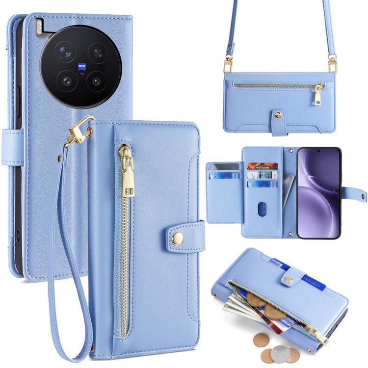 For vivo X300 Pro 5G Sheep Texture Cross-body Zipper Wallet Leather Phone Case(Blue)
For vivo X300 Pro 5G Sheep Texture Cross-body Zipper Wallet Leather Phone Case(Blue)
