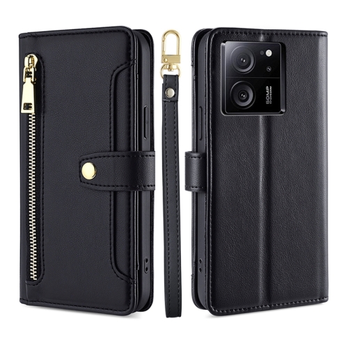 

For Xiaomi Redmi K60 Ultra Sheep Texture Cross-body Zipper Wallet Leather Phone Case(Black)