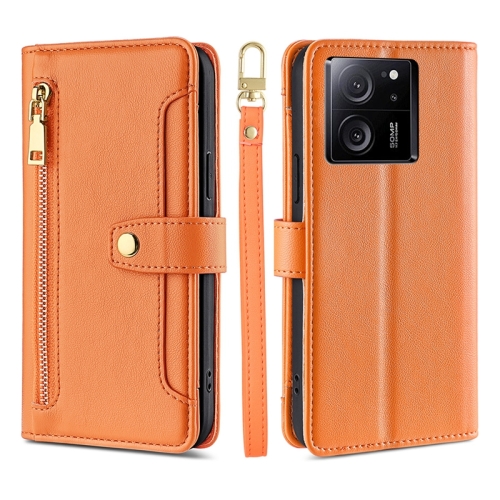 

For Xiaomi Redmi K60 Ultra Sheep Texture Cross-body Zipper Wallet Leather Phone Case(Orange)