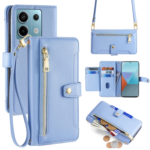 

For Xiaomi Redmi Note 13 Pro 5G Sheep Texture Cross-body Zipper Wallet Leather Phone Case(Blue)