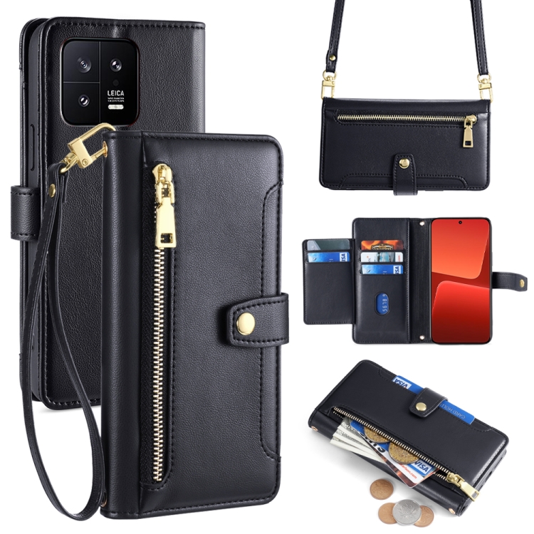For Xiaomi 13 Sheep Texture Cross-body Zipper Wallet Leather Phone Case(Black)
For Xiaomi 13 Sheep Texture Cross-body Zipper Wallet Leather Phone Case(Black)