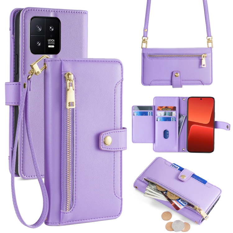 For Xiaomi 13 Sheep Texture Cross-body Zipper Wallet Leather Phone Case(Purple)
For Xiaomi 13 Sheep Texture Cross-body Zipper Wallet Leather Phone Case(Purple)