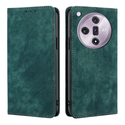 

For OPPO Find X7 5G RFID Anti-theft Brush Magnetic Leather Phone Case(Green)