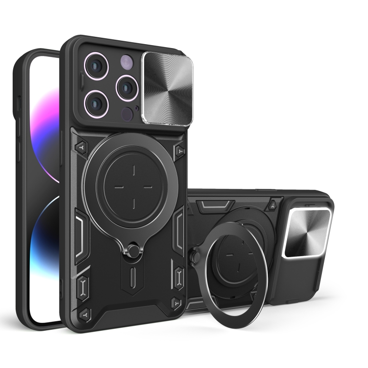 For iPhone 15 Pro CD Texture Sliding Camshield Magnetic Holder Phone Case(Black)
For iPhone 15 Pro CD Texture Sliding Camshield Magnetic Holder Phone Case(Black)