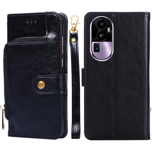

For OPPO Reno10 Pro+ 5G Zipper Bag Leather Phone Case(Black)