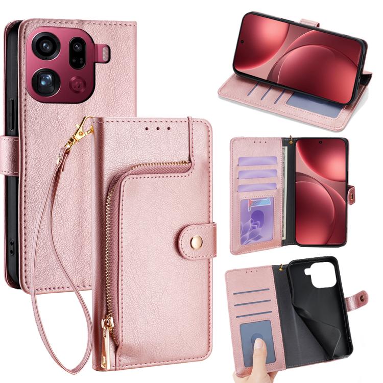 For OPPO Find X9 Pro 5G Zipper Bag Leather Phone Case(Rose Gold)
For OPPO Find X9 Pro 5G Zipper Bag Leather Phone Case(Rose Gold)