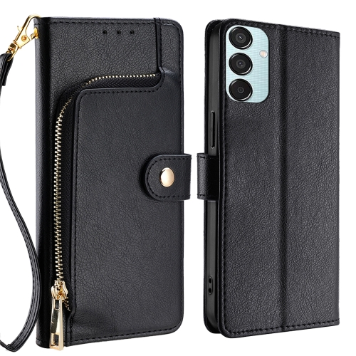 

For Samsung Galaxy M15 5G Zipper Bag Leather Phone Case(Black)