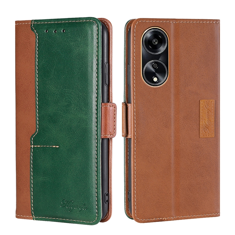 For OPPO A1 5G Contrast Color Side Buckle Leather Phone Case(Light Brown+Green)
For OPPO A1 5G Contrast Color Side Buckle Leather Phone Case(Light Brown+Green)