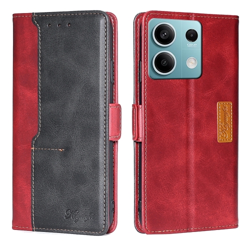 

For Xiaomi Redmi Note 13 4G Contrast Color Side Buckle Leather Phone Case(Red + Black)