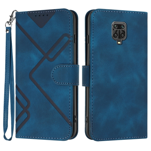 

For Xiaomi Redmi Note 9 Pro Line Pattern Skin Feel Leather Phone Case(Royal Blue)