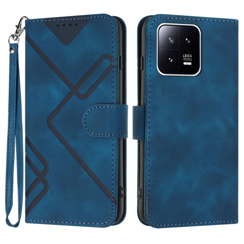 

For Xiaomi 13 Pro Line Pattern Skin Feel Leather Phone Case(Royal Blue)